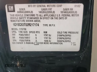 2002 Cadillac Escalade z VIN 1GYEC63T02R217174, wystawiony jako Copart lot #60339985 z przebiegiem 229 326 mil mil oraz Czysty tytuł • Clean title. Historia ofert i sprzedaży dostępna na DreamBid. Obrazek 12.