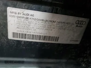 2004 Audi A4 1.8T z VIN WAULC68E54A054527, wystawiony jako Copart lot #56328665 z przebiegiem 141 708 mil mil oraz Szkoda całkowita • Salvage title. Historia ofert i sprzedaży dostępna na DreamBid. Obrazek 12.