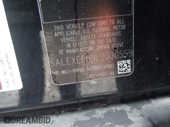 2020 Land Rover Defender X with VIN SALEXEEU9L2030559, listed as a IAAI auction lot 42323334 with 41,325 mi miles and . Bid and sale history available at DreamBid. Image 9.