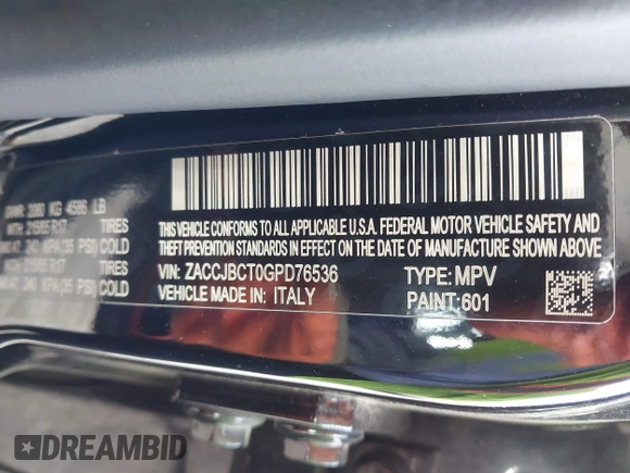 2016 Jeep Renegade Trailhawk z VIN ZACCJBCT0GPD76536, wystawiony jako IAAI lot #42341470 z przebiegiem 158 091 mil mil oraz . Historia ofert i sprzedaży dostępna na DreamBid. Obrazek 9.