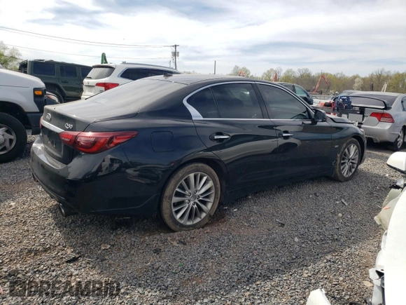 2019 Infiniti Q50 Luxe z VIN JN1EV7AR9KM555279, wystawiony jako Copart lot #53832605 z przebiegiem 96 415 mil mil oraz Szkoda całkowita • Salvage title. Historia ofert i sprzedaży dostępna na DreamBid. Obrazek 3.