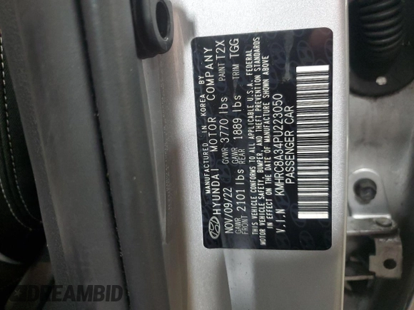 2023 Hyundai Venue Limited with VIN KMHRC8A34PU223050, listed as a Copart auction lot 51277385 with 26,966 mi miles and Salvage Title. Bid and sale history available at DreamBid. Image 13.