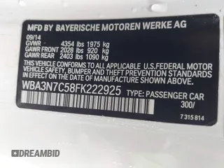 2015 BMW 4 Series 428i with VIN WBA3N7C58FK222925, listed as a IAAI auction lot 41776858 with 106,946 mi miles and . Bid and sale history available at carsss.com. Image 9.