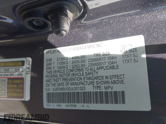 2018 Honda CR-V LX with VIN 5J6RW5H30JL001323, listed as a IAAI auction lot 42054162 with 91,238 mi miles. Bid and sale history available at carsss.com. Image 9.
