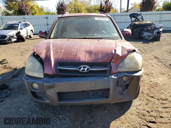 2005 Hyundai Tucson GLS with VIN KM8JN12D75U112964, listed as a Copart auction lot 75042354 with 77,827 mi miles and Salvage Title. Bid and sale history available at carsss.com. Image 5.