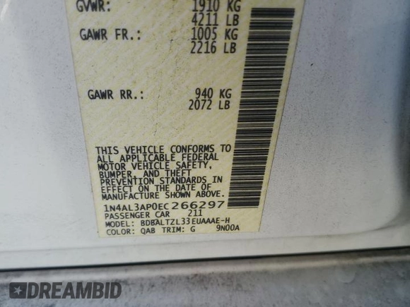 2014 Nissan Altima 2.5 SV with VIN 1N4AL3AP0EC266297, listed as a Copart auction lot 52868335 with 154,157 mi miles and Salvage Title. Bid and sale history available at carsss.com. Image 12.