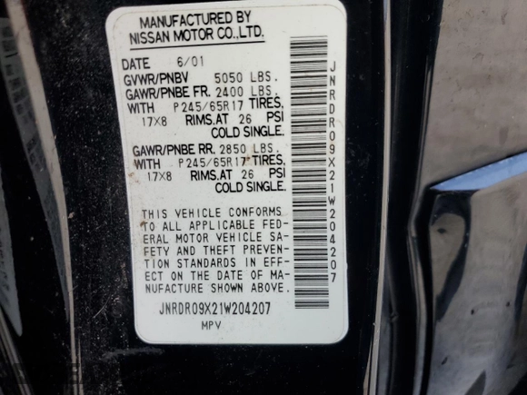 2001 Infiniti QX4 with VIN JNRDR09X21W204207, listed as a Copart auction lot 79935604 with Not Provided miles and Salvage Title. Bid and sale history available at DreamBid. Image 14.