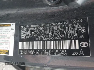 2009 Toyota Corolla with VIN JTDBL40E999048446, listed as a IAAI auction lot 42210822 with 260,005 mi miles. Bid and sale history available at carsss.com. Image 9.