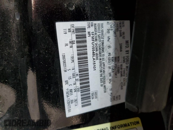 2008 Ford Expedition SSV с VIN 1FMFU15548LA15101, выставлен на аукционе Copart как лот 60563675 с пробегом 54 719 миль миль и Списание • Salvage title. История ставок и продаж доступна на DreamBid. Изображение 13.