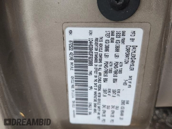 2003 Dodge Durango Sport z VIN 1D4HS38N53F623889, wystawiony jako Copart lot #63984415 z przebiegiem 262 029 mil mil oraz Szkoda całkowita • Salvage title. Historia ofert i sprzedaży dostępna na DreamBid. Obrazek 13.