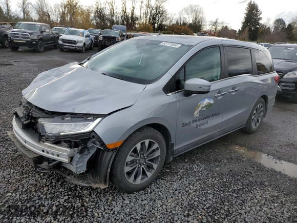 2023 Honda Odyssey EX-L with VIN 5FNRL6H67PB054708, listed as a Copart auction lot 82111554 with 37,248 mi miles and Salvage Title. Bid and sale history available at carsss.com. Image 1.