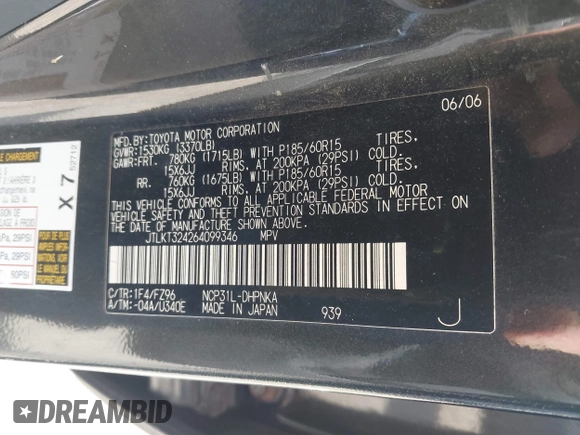 2006 Scion xB with VIN JTLKT324264099346, listed as a IAAI auction lot 42212197 with 195,996 mi miles and . Bid and sale history available at DreamBid. Image 9.