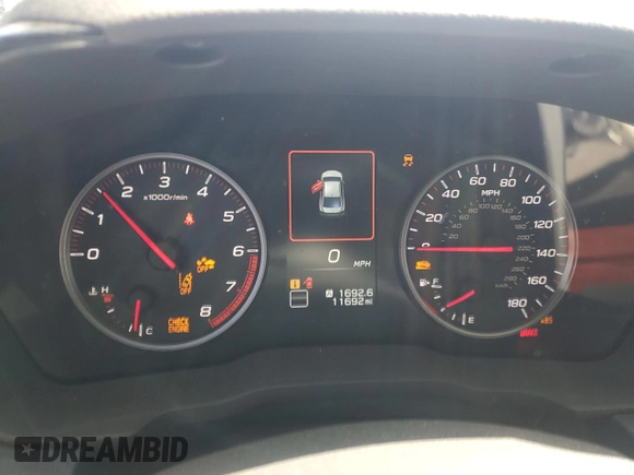 2024 Subaru WRX with VIN JF1VBAB64R9807563, listed as a Copart auction lot 57144225 with 11,692 mi miles and Salvage title. Bid and sale history available at DreamBid. Image 9.