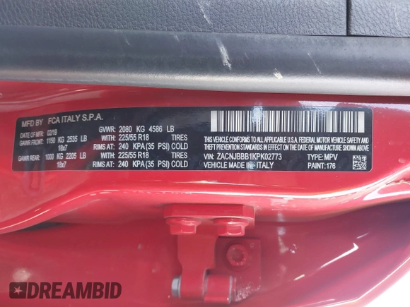 2019 Jeep Renegade Latitude z VIN ZACNJBBB1KPK02773, wystawiony jako IAAI lot #41854668 z przebiegiem 75 840 mil mil oraz . Historia ofert i sprzedaży dostępna na DreamBid. Obrazek 9.