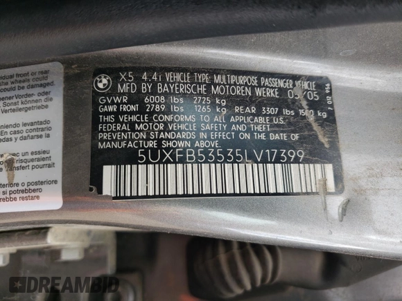 2006 BMW X5 4.4i with VIN 5UXFB53535LV17399, listed as a Copart auction lot 76828474 with 182,924 mi miles and Non Repairable. Bid and sale history available at carsss.com. Image 13.