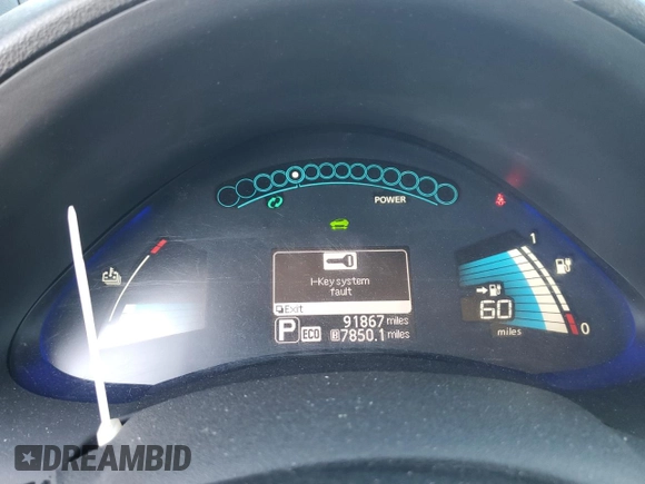 2015 Nissan LEAF S with VIN 1N4AZ0CP7FC313174, listed as a Copart auction lot 54276145 with 91,867 mi miles and Salvage Title. Bid and sale history available at DreamBid. Image 9.