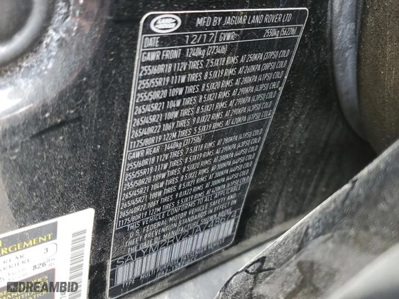 2018 Land Rover Range Rover Velar R-Dynamic HSE with VIN SALYM2RV2JA748674, listed as a Copart auction lot 50843565 with 55,695 mi miles and Salvage Title. Bid and sale history available at carsss.com. Image 14.