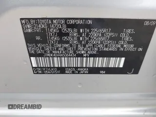 2010 Toyota RAV4 Limited with VIN JTMDK4DV4A5084434, listed as a IAAI auction lot 41722239 with 156,836 mi miles and . Bid and sale history available at DreamBid. Image 9.