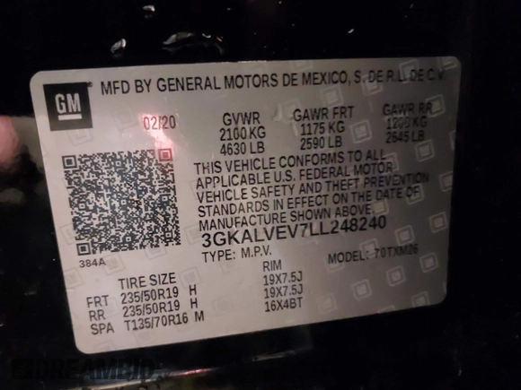 2020 GMC Terrain SLT с VIN 3GKALVEV7LL248240, выставлен на аукционе IAAI как лот 42096536 с пробегом 78 559 миль миль и . История ставок и продаж доступна на DreamBid. Изображение 9.