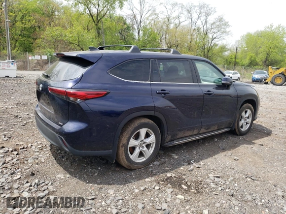 2022 Toyota Highlander L with VIN 5TDCZRBH0NS582664, listed as a Copart auction lot 52276834 with 23,648 mi miles and Salvage title. Bid and sale history available at DreamBid. Image 3.