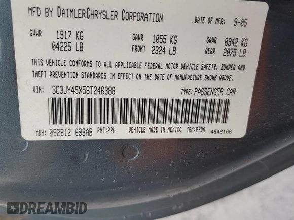 2006 Chrysler PT Cruiser with VIN 3C3JY45X56T246388, listed as a Copart auction lot 75027284 with 33,067 mi miles and Salvage Title. Bid and sale history available at carsss.com. Image 13.