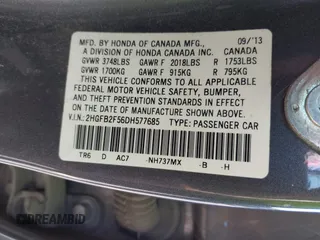 2013 Honda Civic LX with VIN 2HGFB2F56DH577685, listed as a IAAI auction lot 42040617 with 182,713 mi miles and . Bid and sale history available at DreamBid. Image 9.