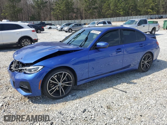 2021 BMW 3 Series 330i with VIN 3MW5R1J0XM8C03213, listed as a Copart auction lot 49026035 with 54,051 mi miles and Salvage Title. Bid and sale history available at carsss.com. Image 1.
