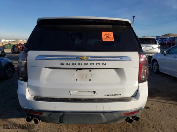 2023 Chevrolet Suburban Premier with VIN 1GNSCFKD6PR356047, listed as a Copart auction lot 38493804 with 14,808 mi miles. Bid and sale history available at carsss.com. Image 6.