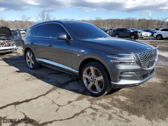 2023 Genesis GV80 with VIN KMUHBDSB5PU120430, listed as a Copart auction lot 43413055 with 16,949 mi miles and Salvage Title. Bid and sale history available at carsss.com. Image 4.