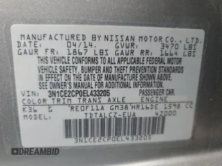2014 Nissan Note S Plus с VIN 3N1CE2CP0EL433205, выставлен на аукционе Copart как лот 59759665 с пробегом 116 182 миль миль и Списание • Salvage title. История ставок и продаж доступна на DreamBid. Изображение 13.