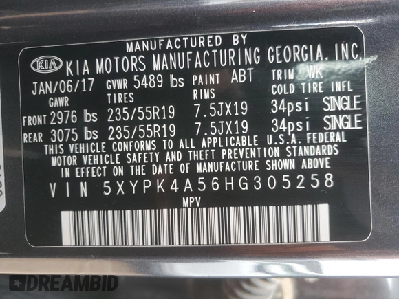 2017 Kia Sorento SXL z VIN 5XYPK4A56HG305258, wystawiony jako Copart lot #78742384 z przebiegiem Nie podano mil oraz Nie do naprawy • Non repairable. Historia ofert i sprzedaży dostępna na DreamBid. Obrazek 13.