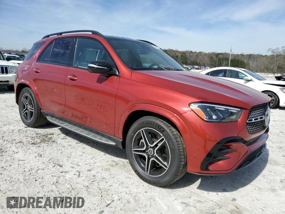 2025 Mercedes-Benz GLE 450 with VIN 4JGFB5KB1SB336260, listed as a Copart auction lot 48842765 with 11 mi miles and Salvage title. Bid and sale history available at DreamBid. Image 4.