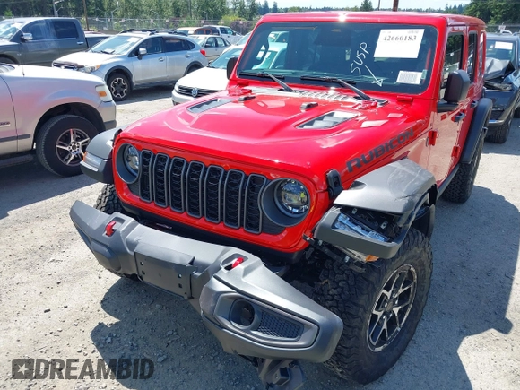 2025 Jeep Wrangler Rubicon with VIN 1C4PJXFN4SW573748, listed as a IAAI auction lot 42660183 with 763 mi miles and . Bid and sale history available at DreamBid. Image 21.