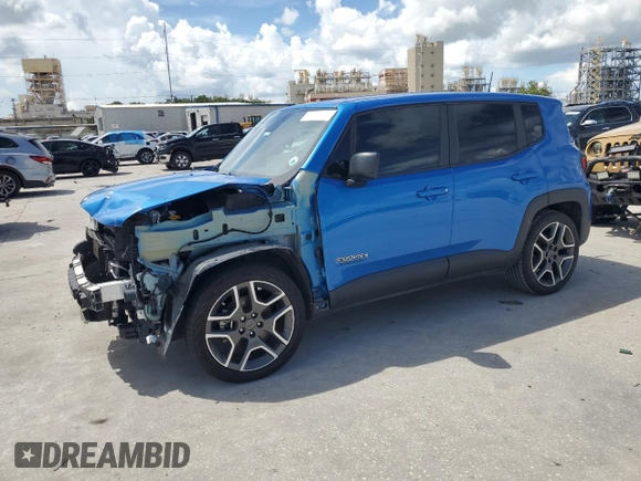2020 Jeep Renegade Sport with VIN ZACNJAAB8LPM06726, listed as a Copart auction lot 62540725 with 57,178 mi miles and Salvage title. Bid and sale history available at DreamBid. Image 1.