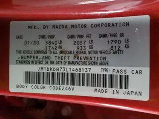 2020 Mazda CX-3 Sport with VIN JM1DKDB73L1468137, listed as a Copart auction lot 84109654 with Not Provided miles and Salvage Title. Bid and sale history available at carsss.com. Image 14.