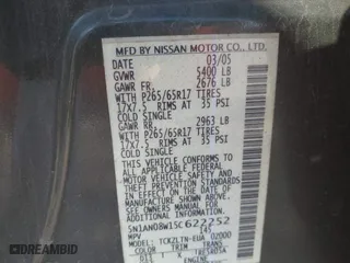 2005 Nissan Xterra S with VIN 5N1AN08W15C622252, listed as a IAAI auction lot 41884375 with 1 mi miles. Bid and sale history available at carsss.com. Image 9.