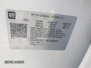 2024 Chevrolet Malibu LT with VIN 1G1ZD5ST7RF106366, listed as a IAAI auction lot 42245722 with 45,185 mi miles and . Bid and sale history available at DreamBid. Image 9.