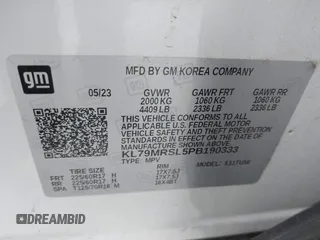 2023 Chevrolet TrailBlazer LT with VIN KL79MRSL5PB190333, listed as a IAAI auction lot 42040673 with 43,209 mi miles and . Bid and sale history available at DreamBid. Image 9.