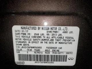 2017 Infiniti Q50 Signature Edition z VIN JN1EV7AP8HM740950, wystawiony jako Copart lot #88623625 z przebiegiem 96 576 mil mil oraz Szkoda całkowita • Salvage title. Historia ofert i sprzedaży dostępna na DreamBid. Obrazek 14.