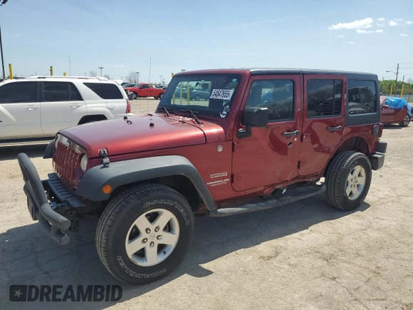 2012 Jeep Wrangler Unlimited Sport z VIN 1C4BJWDG7CL214633, wystawiony jako Copart lot #54547655 z przebiegiem 80 720 mil mil oraz Szkoda całkowita • Salvage title. Historia ofert i sprzedaży dostępna na DreamBid. Obrazek 1.