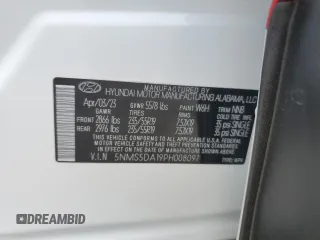 2023 Hyundai Santa Fe Hybrid Limited with VIN 5NMS5DA19PH008097, listed as a Copart auction lot 58356794 with 10,590 mi miles and Salvage Title. Bid and sale history available at carsss.com. Image 13.