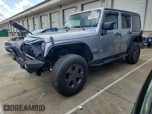 2016 Jeep Wrangler Unlimited Sahara with VIN 1C4BJWEG6GL168944, listed as a Copart auction lot 61650615 with 66,016 mi miles and Salvage title. Bid and sale history available at DreamBid. Image 1.