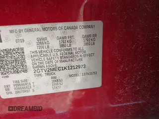 2019 GMC Sierra 1500 SLE z VIN 2GTV2MEC1K1212973, wystawiony jako IAAI lot #41856568 z przebiegiem 32 852 mil mil oraz . Historia ofert i sprzedaży dostępna na DreamBid. Obrazek 9.