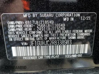 2024 Subaru Impreza RS with VIN JF1GUHJC2R8338983, listed as a Copart auction lot 51588585 with 7,483 mi miles and Salvage Title. Bid and sale history available at carsss.com. Image 14.