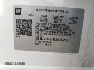 2020 Cadillac CT5 V-Series with VIN 1G6DV5RW3L0136282, listed as a Copart auction lot 60639485 with 47,882 mi miles and Salvage title. Bid and sale history available at DreamBid. Image 12.