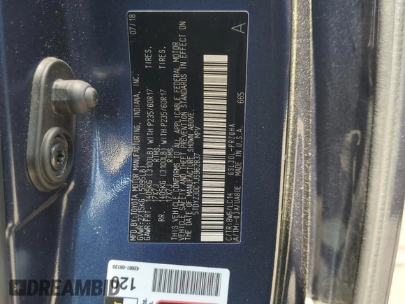 2018 Toyota Sienna XLE Auto Access Seat z VIN 5TDYZ3DC1JS962837, wystawiony jako Copart lot #54795435 z przebiegiem 122 282 mil mil oraz Nie do naprawy • Non repairable. Historia ofert i sprzedaży dostępna na DreamBid. Obrazek 14.