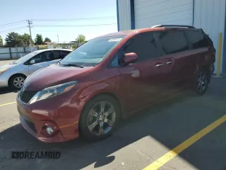 2015 Toyota Sienna SE with VIN 5TDXK3DC9FS657299, listed as a Copart auction lot 63582615 with 108,096 mi miles and Salvage title. Bid and sale history available at DreamBid. Image 1.