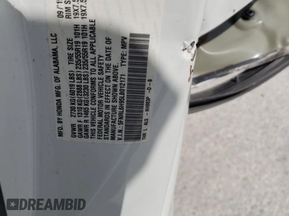 2020 Honda Odyssey Elite with VIN 5FNRL6H95LB012171, listed as a Copart auction lot 48786695 with 133,604 mi miles and Salvage Title. Bid and sale history available at DreamBid. Image 14.