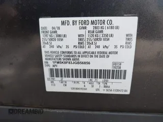 2018 Ford Explorer Limited with VIN 1FM5K8F83JGB56856, listed as a IAAI auction lot 42085347 with 80,454 mi miles and . Bid and sale history available at DreamBid. Image 9.