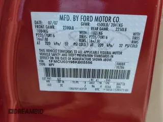 2008 Ford Escape XLT with VIN 1FMCU03198KB05556, listed as a Copart auction lot 42531975 with 105,277 mi miles and Salvage title. Bid and sale history available at DreamBid. Image 13.